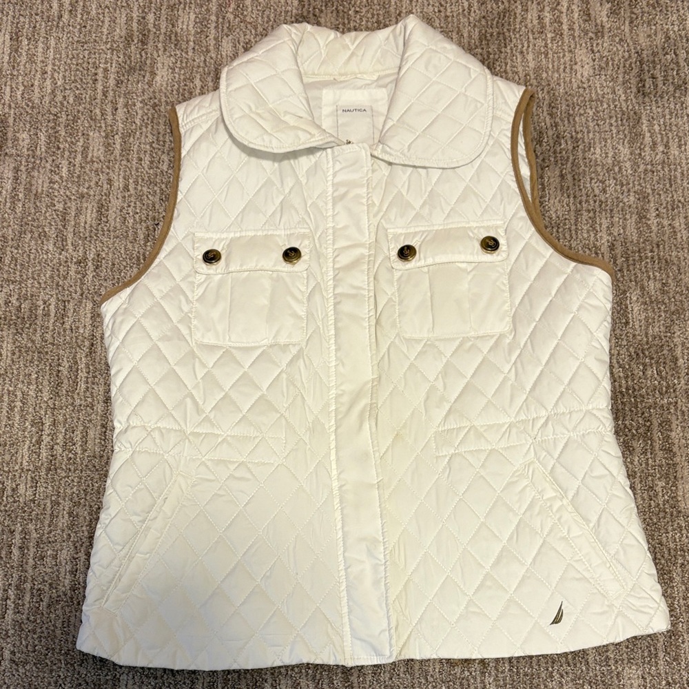 Nautica White Quilted Vest Size L